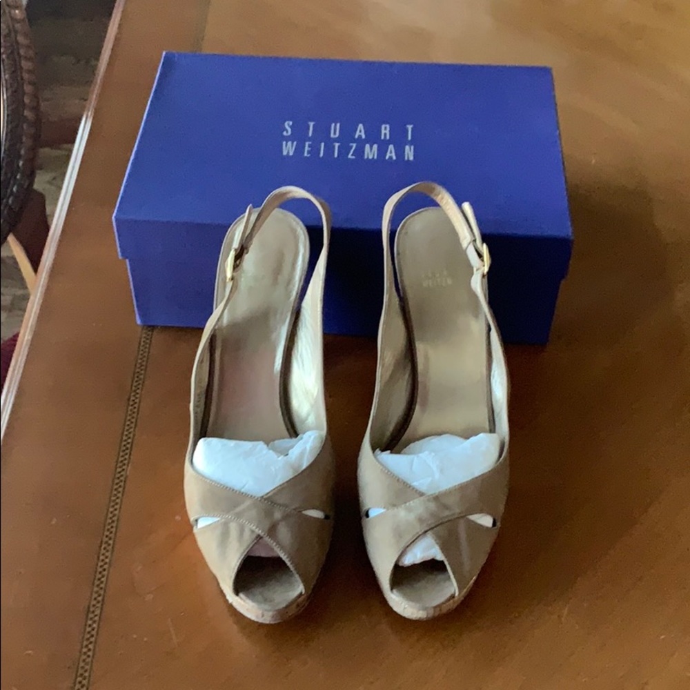 Stuart Weizman Nubuck Cork Btm Slingback Exsling